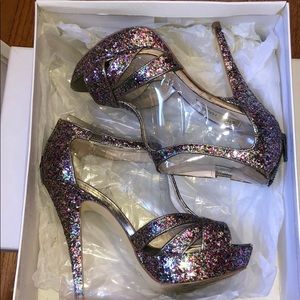 Steve Madden Sparkly Strapped Heels - 7 women